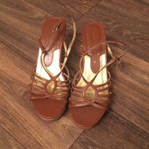 Brown strappy wedges